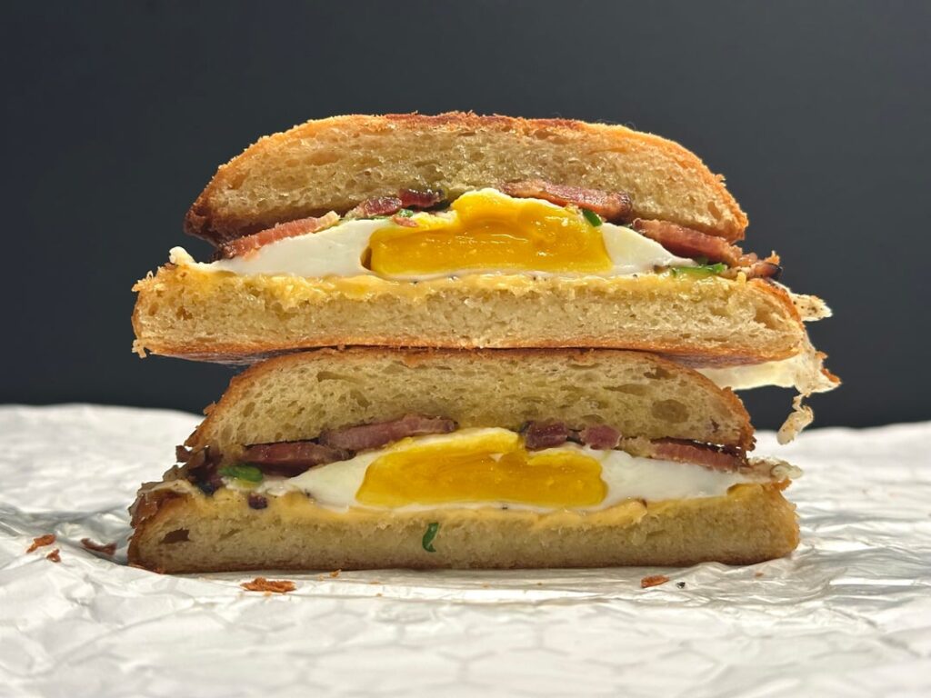 Bacon, egg, and cheese breakfast sandwich