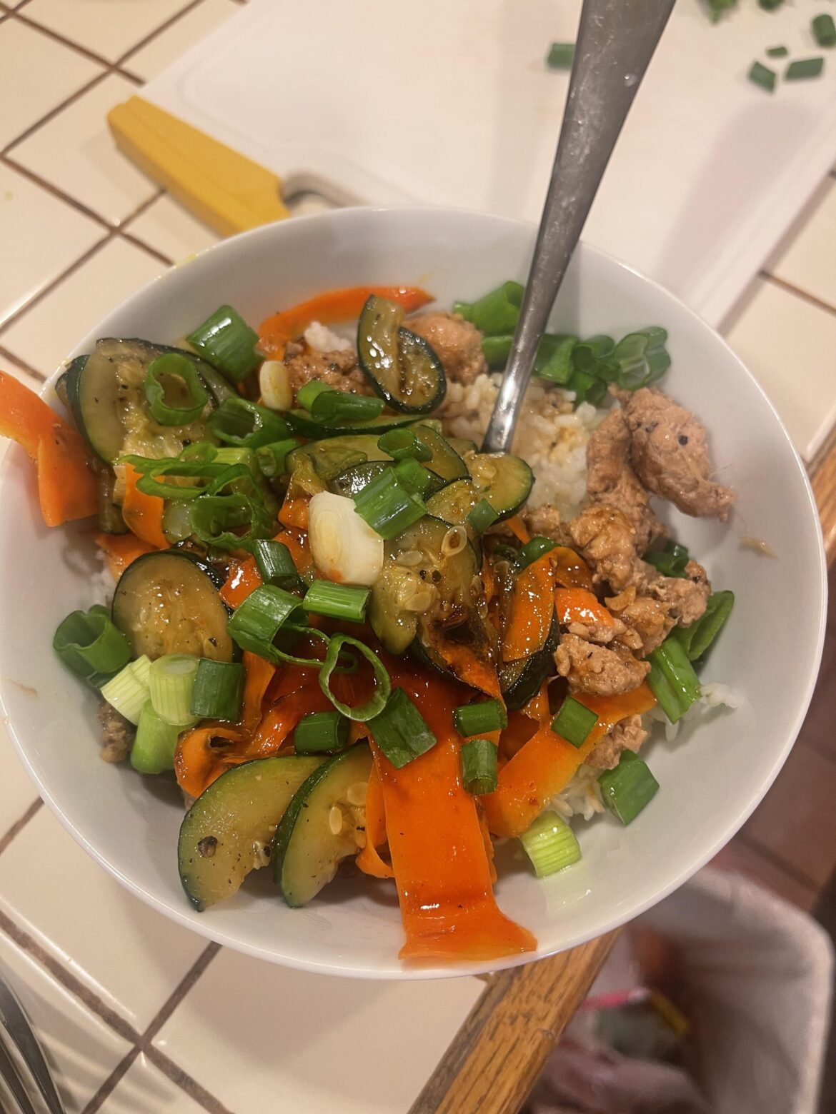 Pork and veggie bibimbap