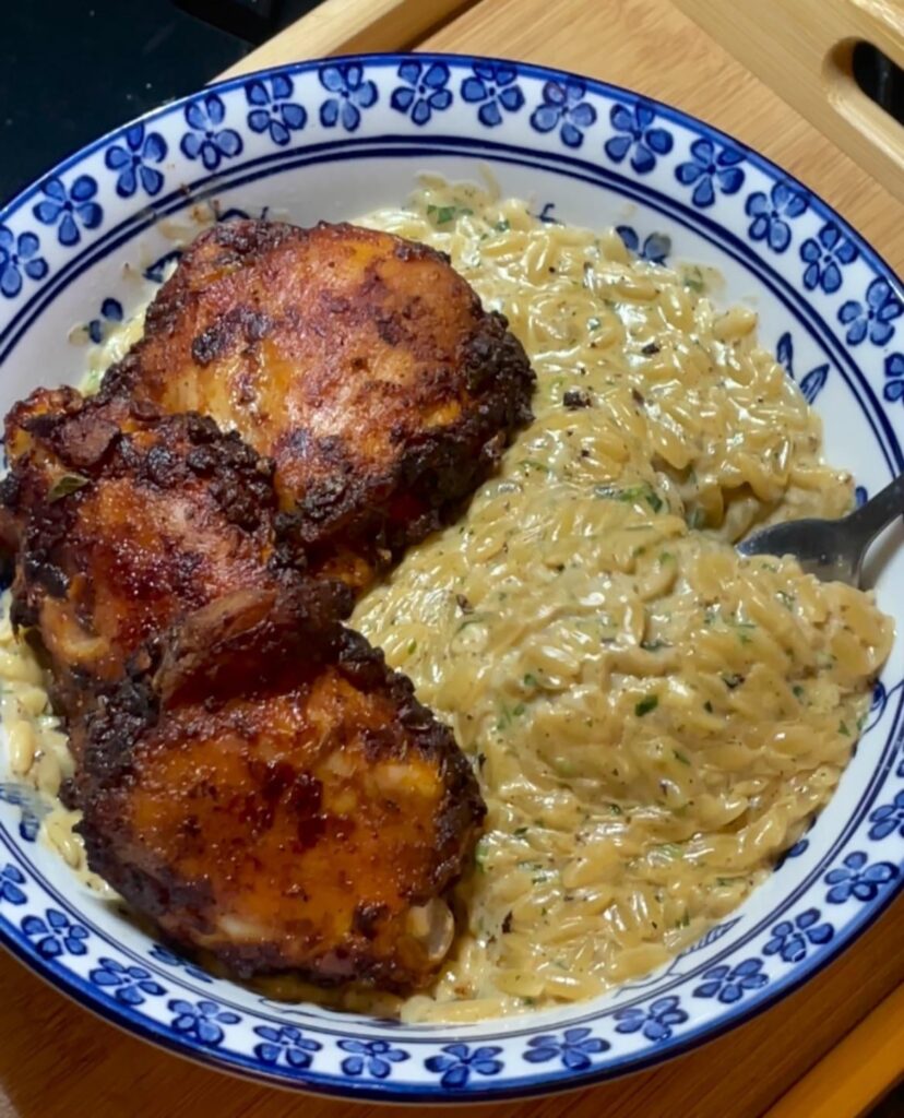 Made creamy orzo with juicy chicken thighs yesterday and my family are asking for more today😊