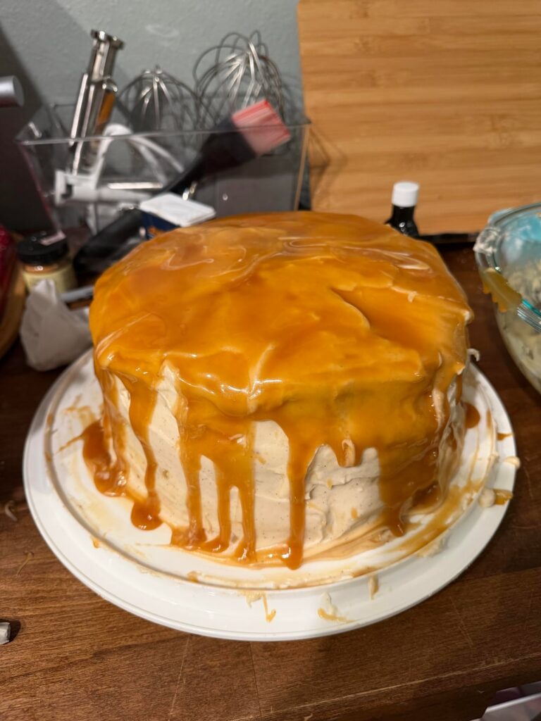 My wife asked me for a banana cake, so I made a Salted Caramel Banana Pudding Cake!