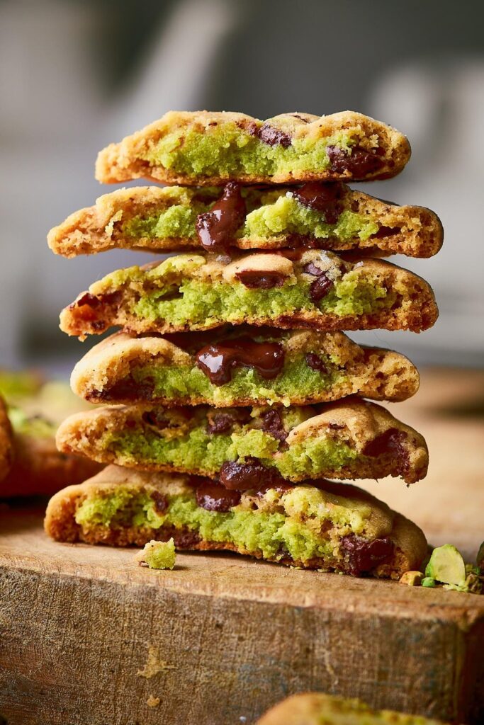 [Pro/chef] Pistachio Cream-Stuffed Brown Butter Chocolate Chip Cookies