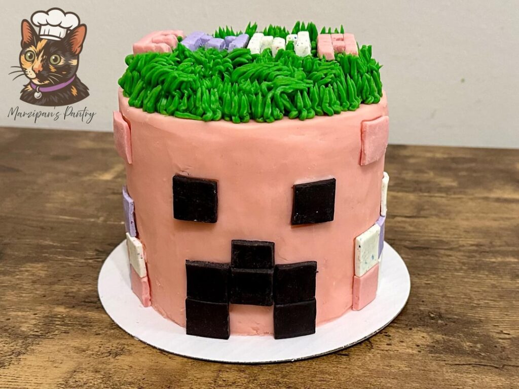 Pink Minecraft cake