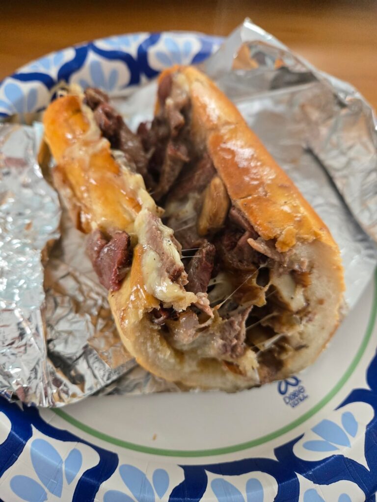 Steak, onion and mushroom cheese roll