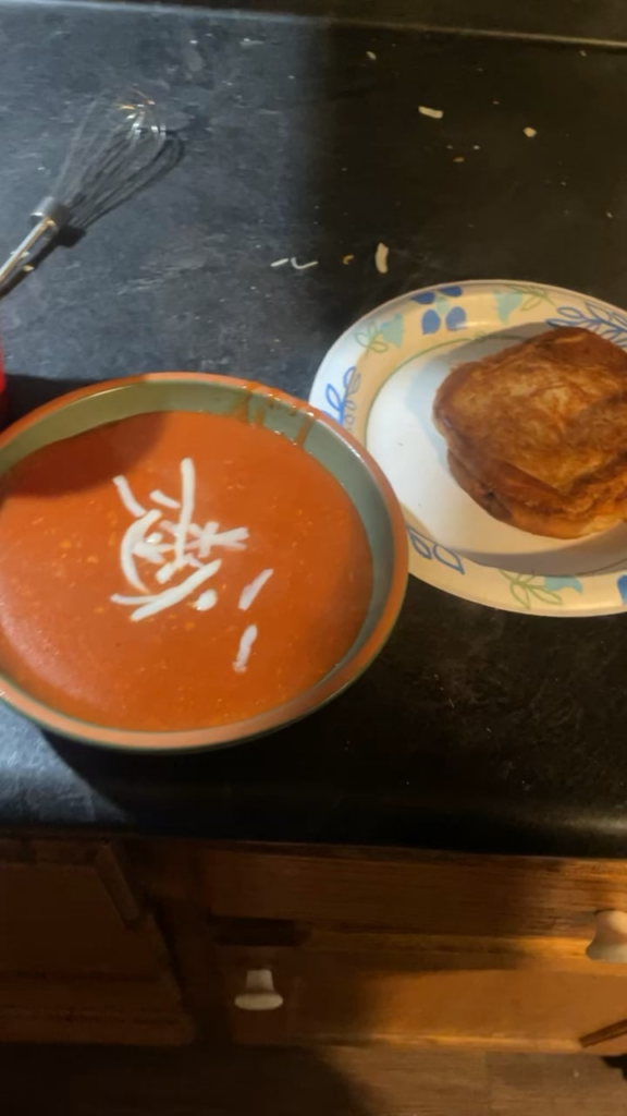 Thoughts on this late night grilled cheese/ tomato soup