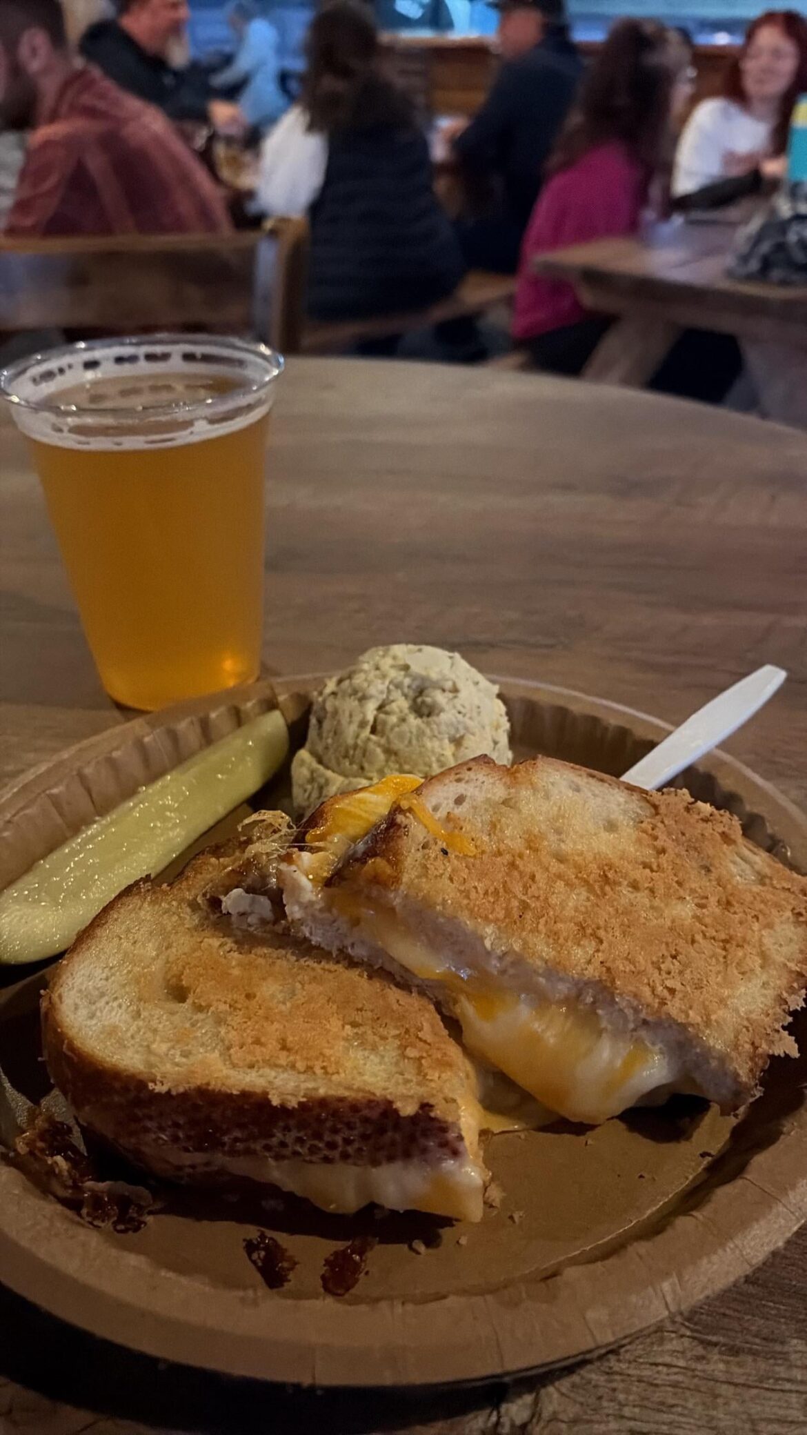 Cheese used: Tillamook mozzarella & cheddar on sourdough. W/ homemade potato salad.