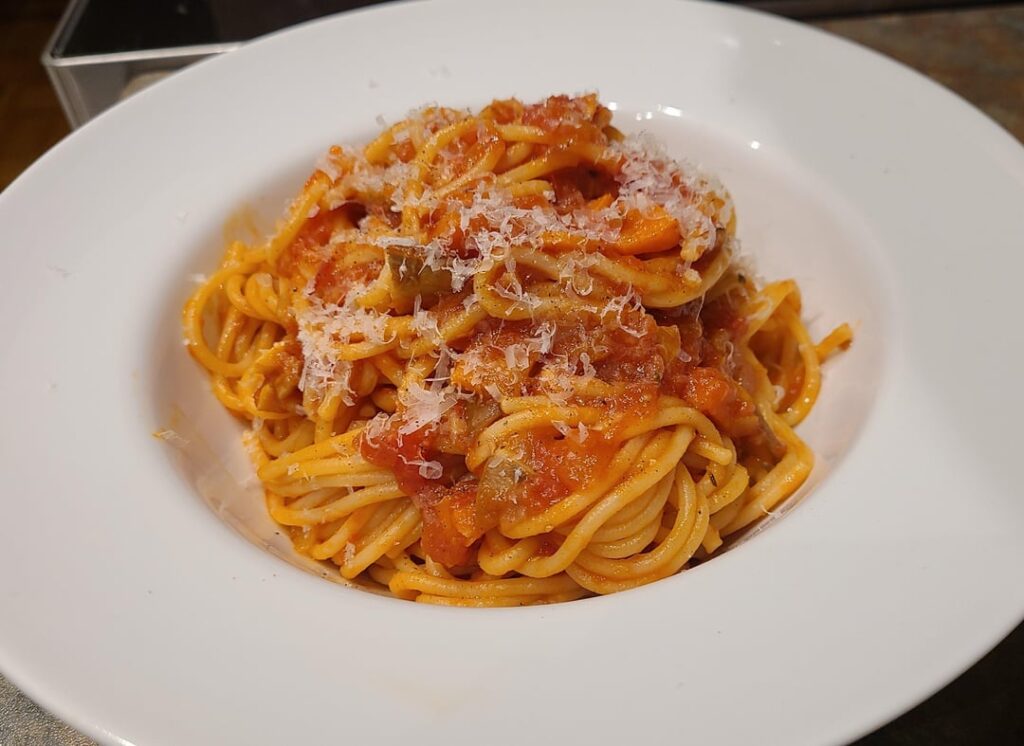 Made a vegetarian pasta sauce with spaghetti for dinner. Would you eat this?