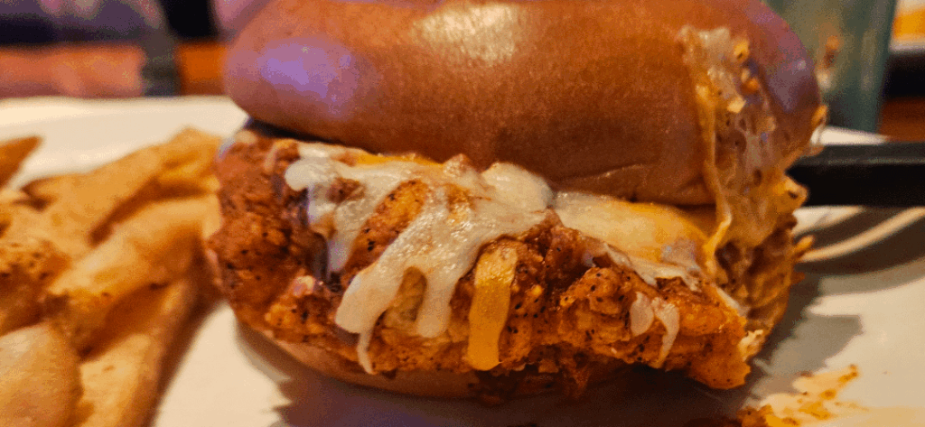 Miller's Ale House 5 pepper fire sauce chicken sandwich. Great flavor and heat, would eat again