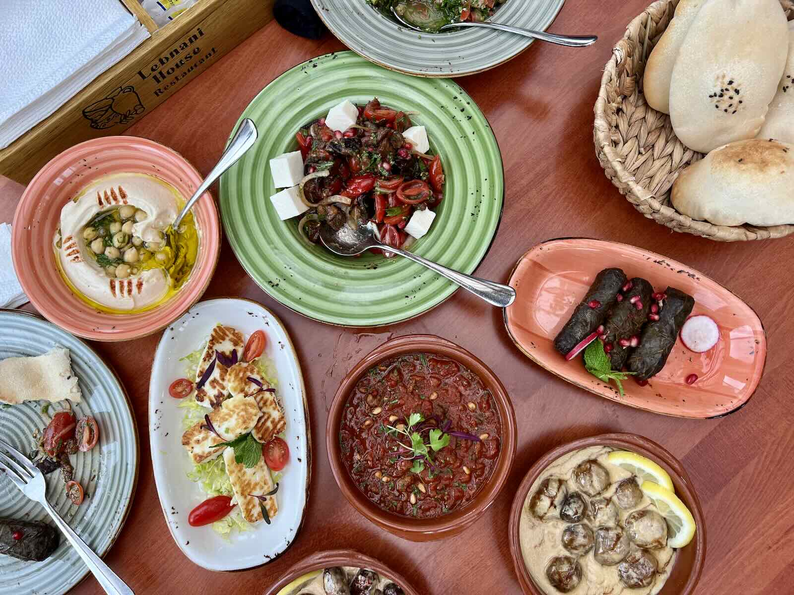 A mezze spread at Lebnani House 
