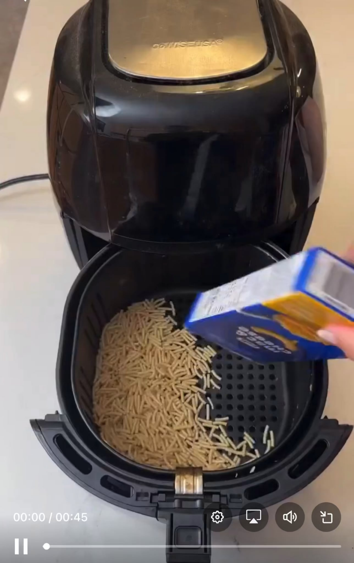 Good way to ruin an air fryer. Poor kids.