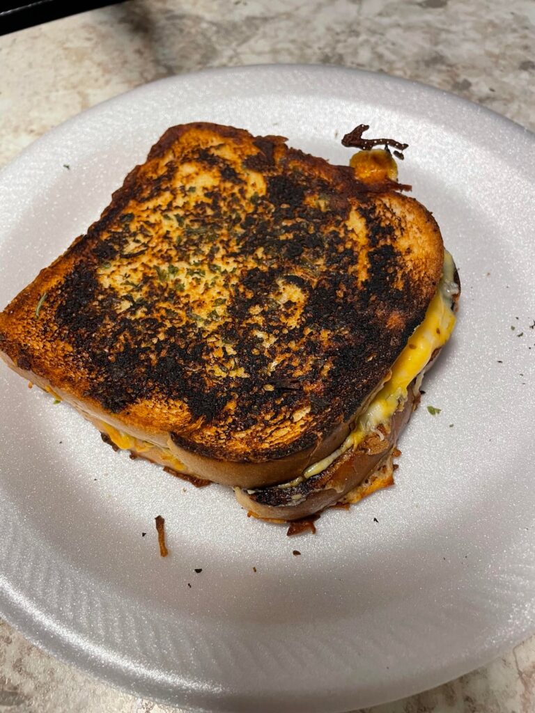 She might be charred but she’s my beautiful disaster. I love you grilled cheese.