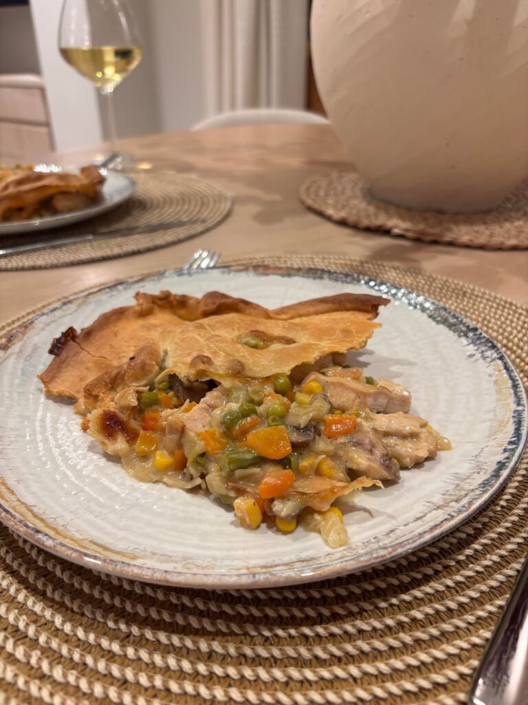 My husband made chicken pot pie!