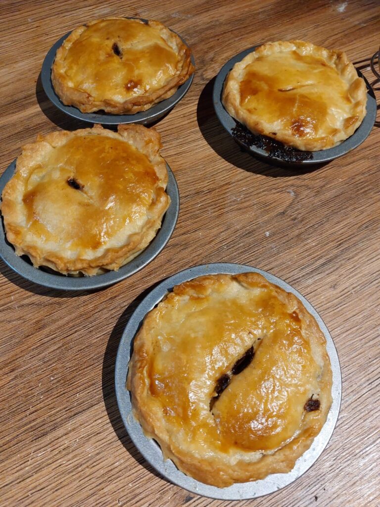Home made steak and peppercorn sauce pies My first attempt at a hot Lard and Butter Pastry