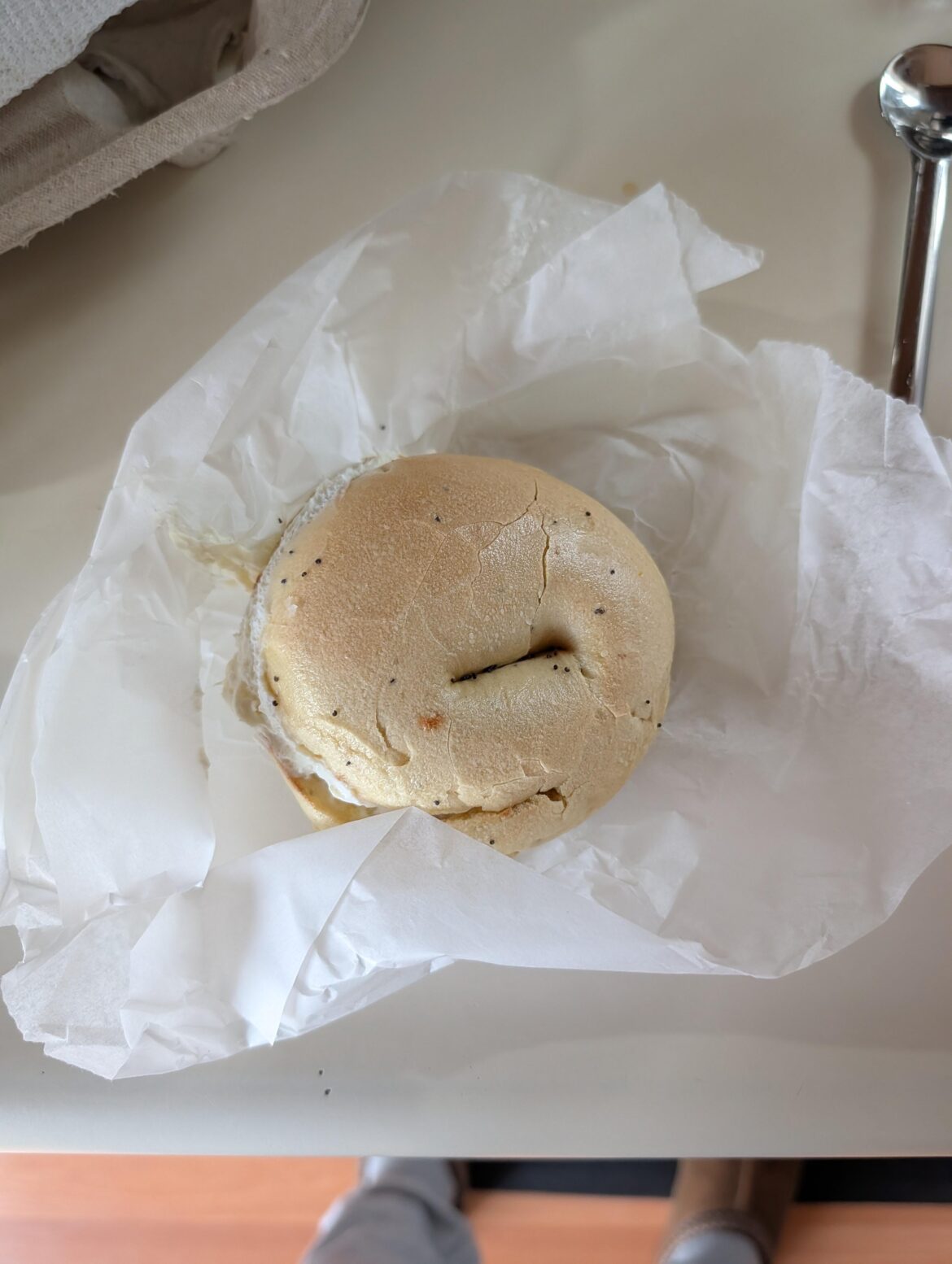 I got a poppy seed bagel from Barry's Bagels. There are 24 poppy seeds on it.