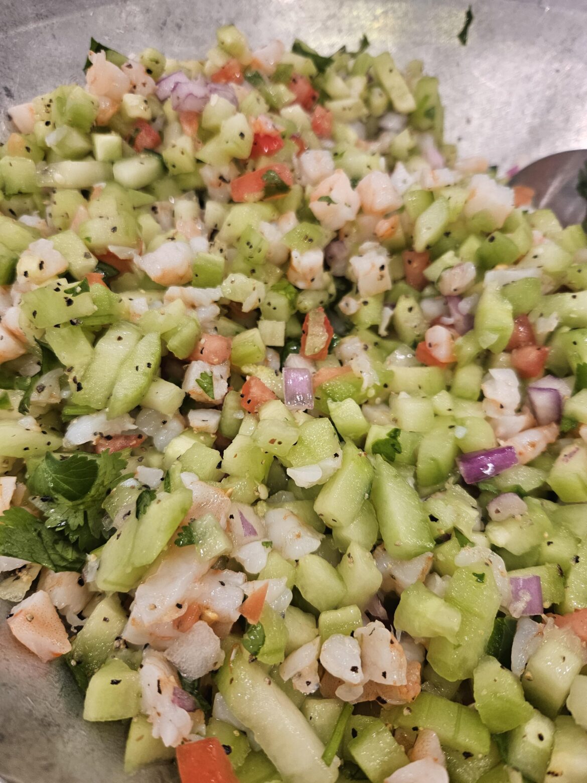 Cucumber and shrimp ceviche