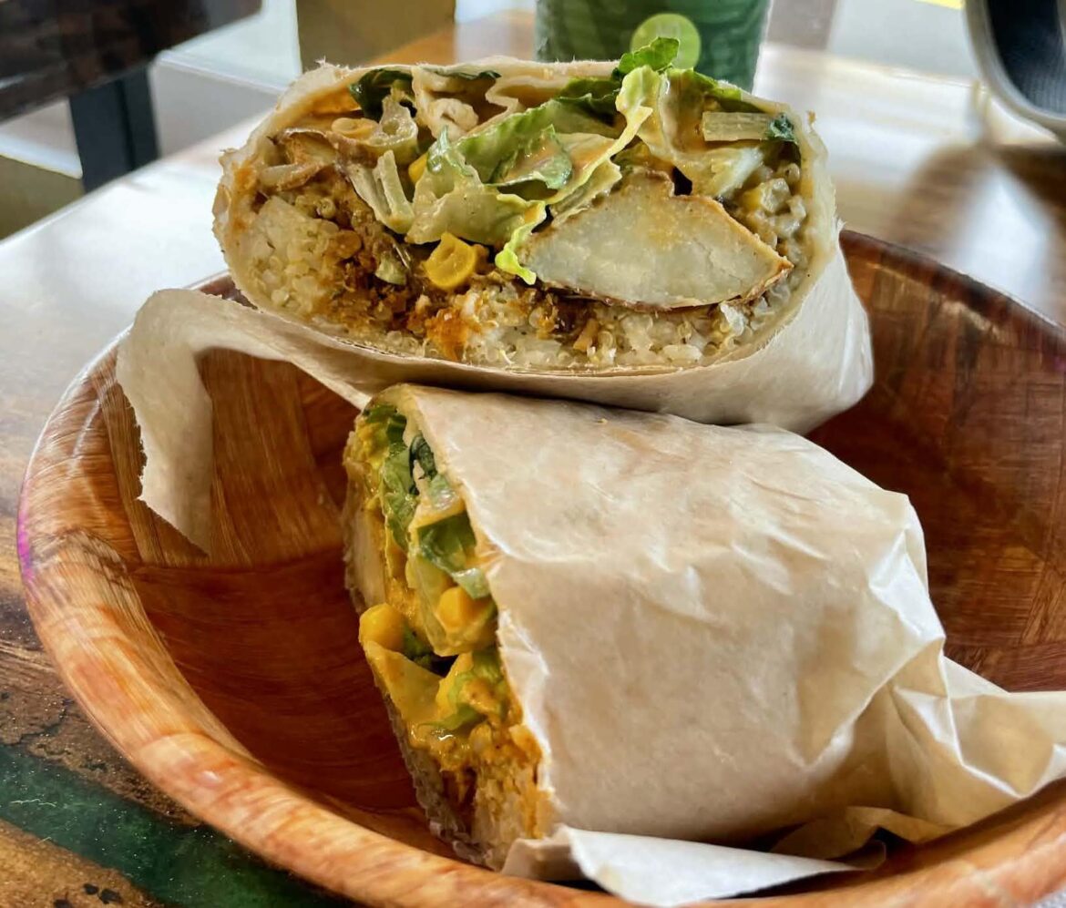 'Chorizo' Potato Burritos at The Veli, Pāhoa HI (an all vegan restaurant!)
