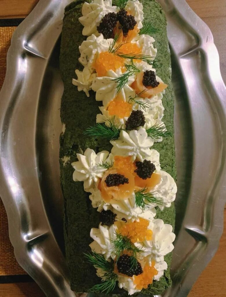Smoked salmon buche