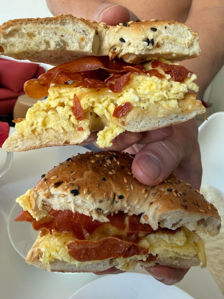 Crispy prosciutto, egg and cheese