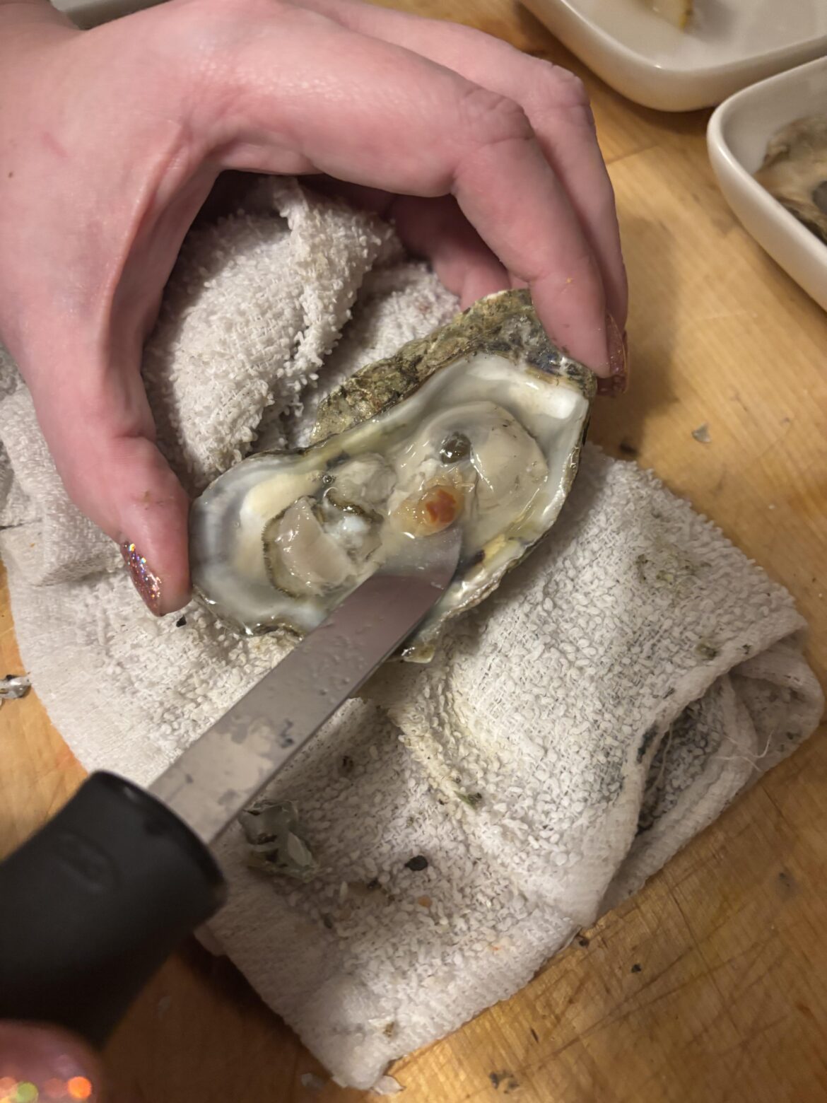 Pea crab in my oyster!