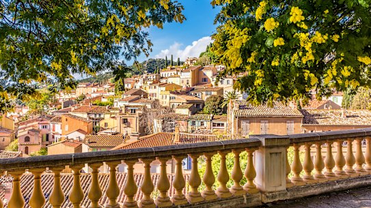 Bormes-les-Mimosas, a postcard-pretty Provencal village along the Route du Mimosa.