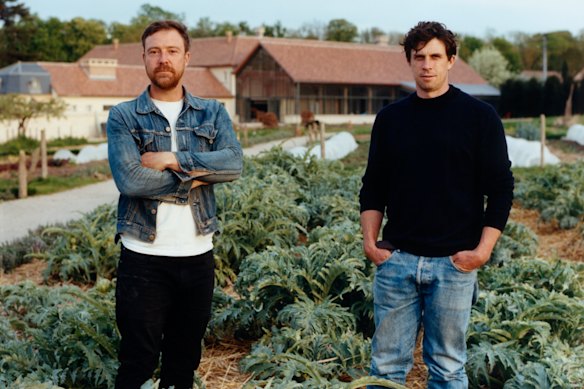 Australian chefs Shaun Kelly and James Henry in the restaurant’s gardens.