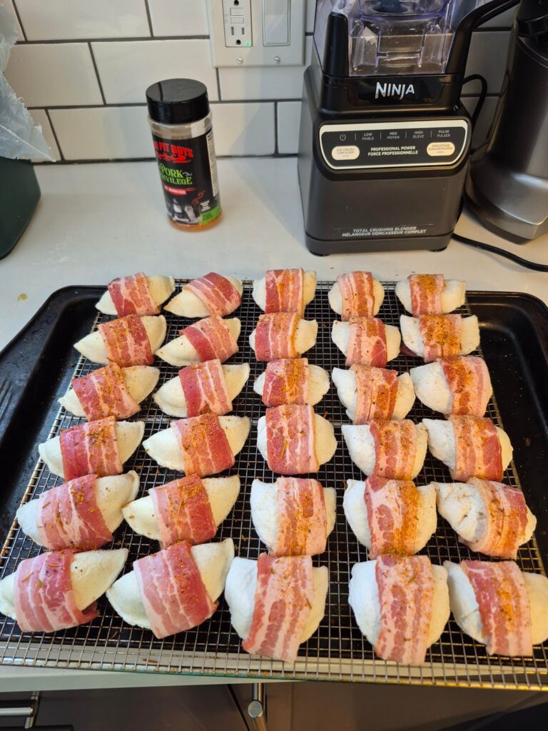 Bacon wrapped pierogies