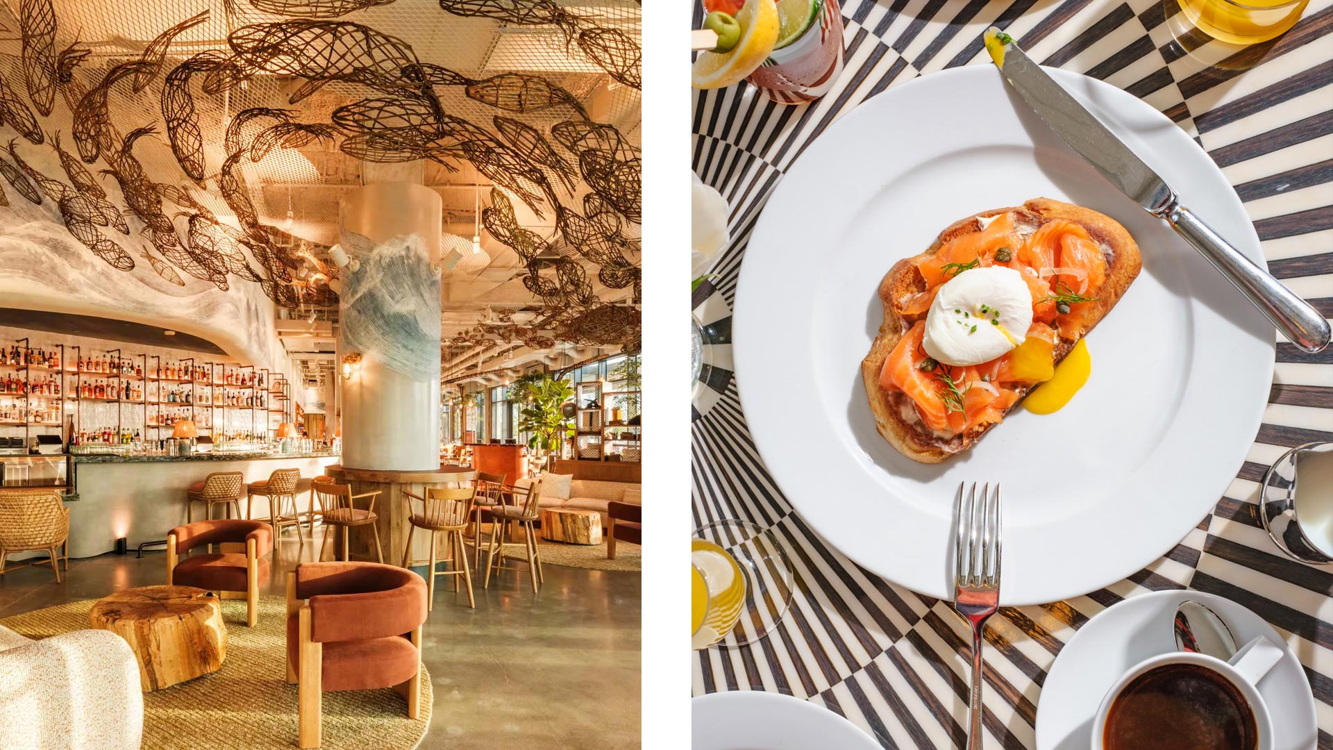 Fish Shop interior and brunch at Café Riggs - ©Rey Lopez/Fish Shop |  Caitlin Isola/Café Riggs