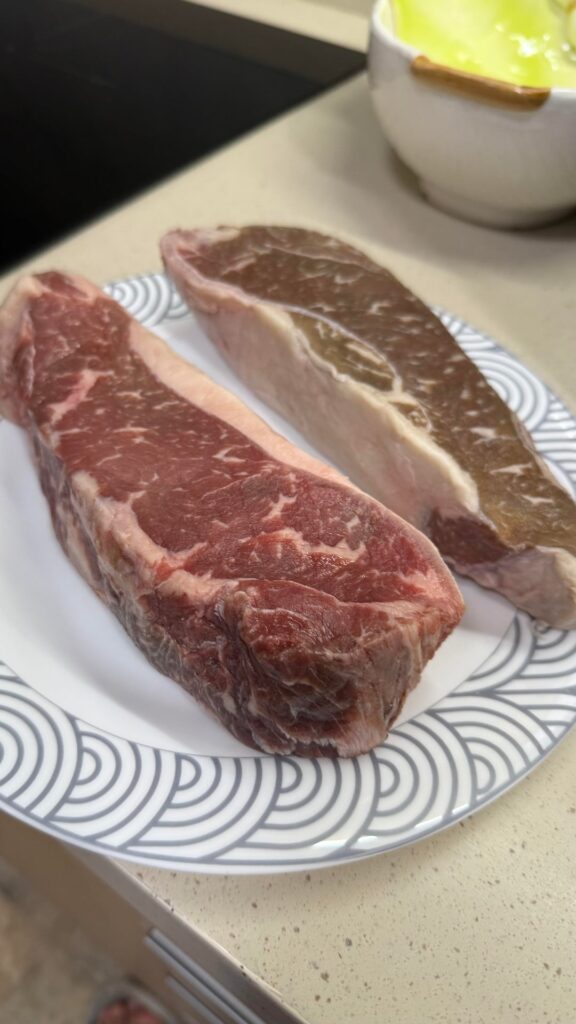 NY strip for dinner but I overcooked it a bit