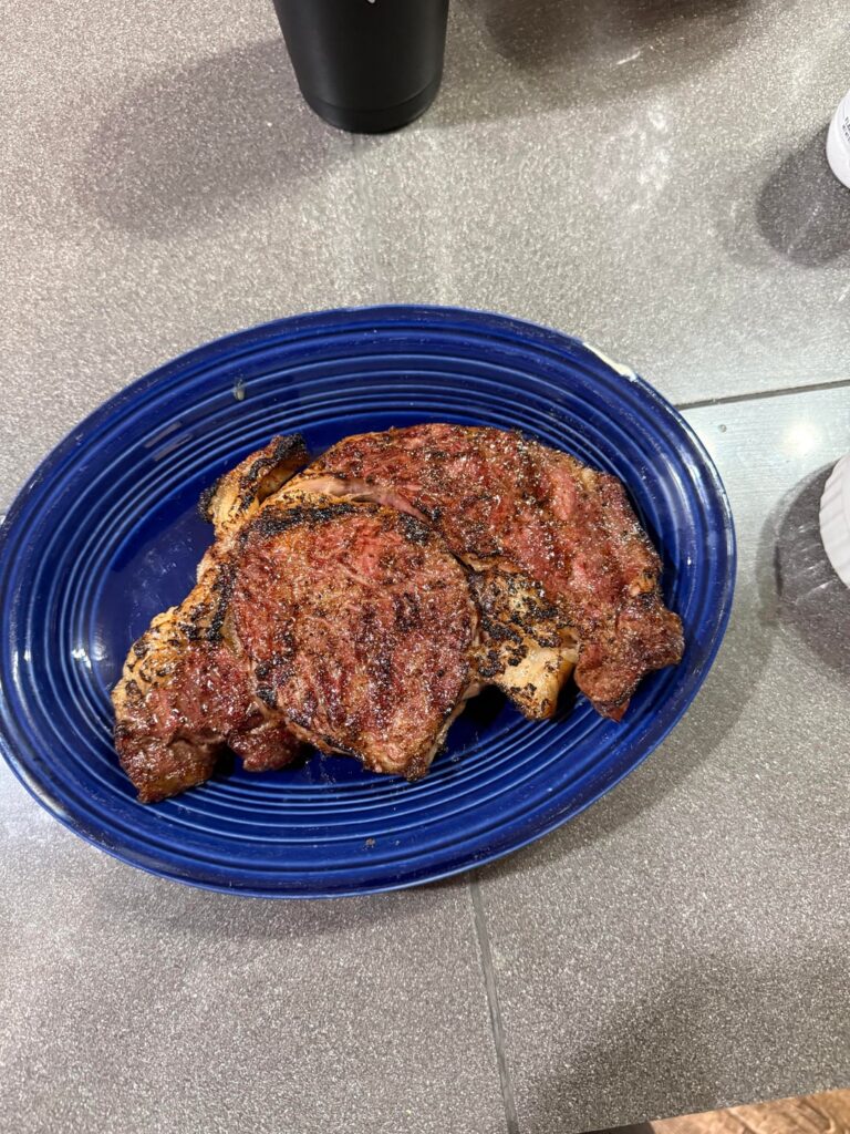 Reverse seared prime ribeye on the smoker