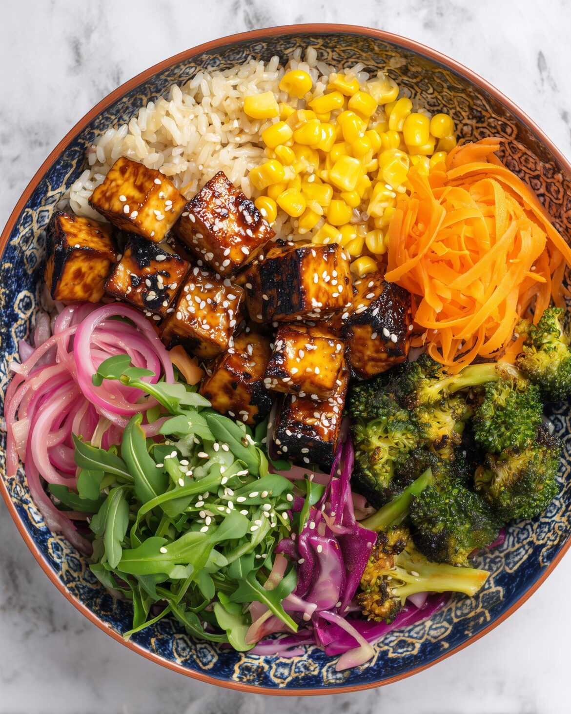 Sticky Tofu Rainbow Salad Bowl