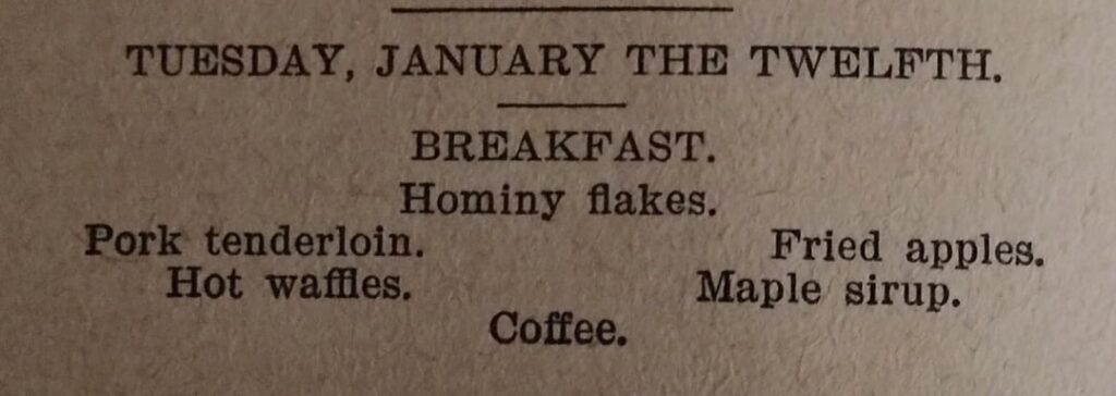 Menu January 12th 1896