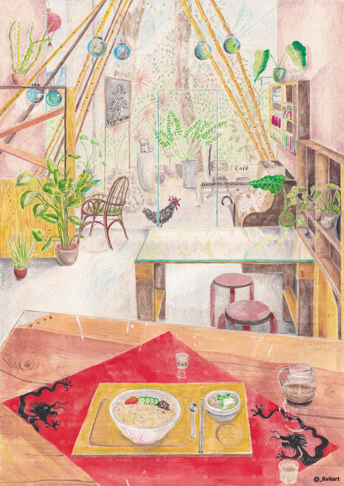 A illustration I made of my favourite café in Singapore