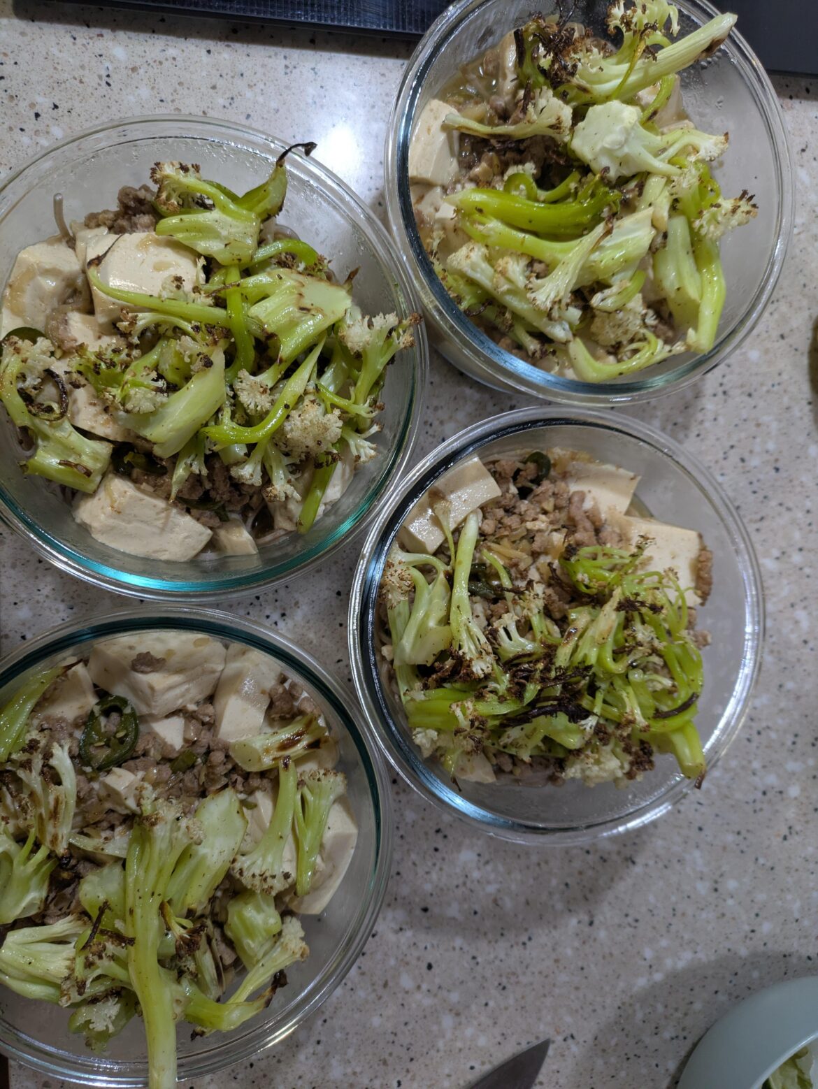 Japanese Mapo Dofu on Soba Noodles, with Roasted Asian Cauliflower