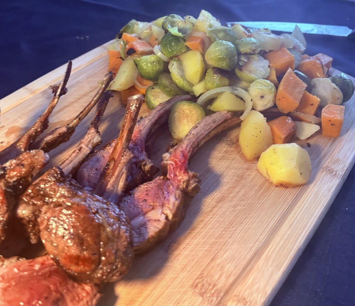 Rack of lamb over charcoal