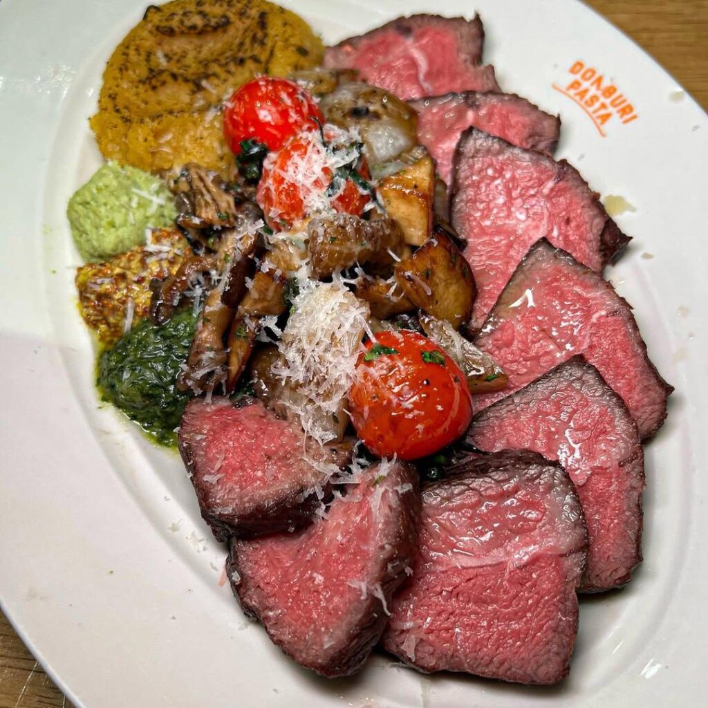 Look at the color of this steak. Perfectly cooked.