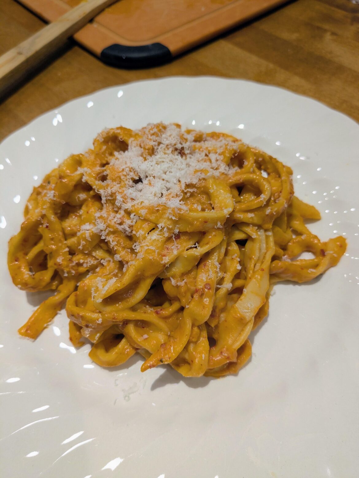 'Nduja and pumpkin fettuccine