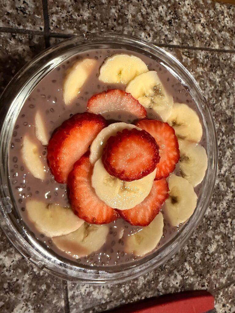 Chia Seed pudding with fresh fruit.