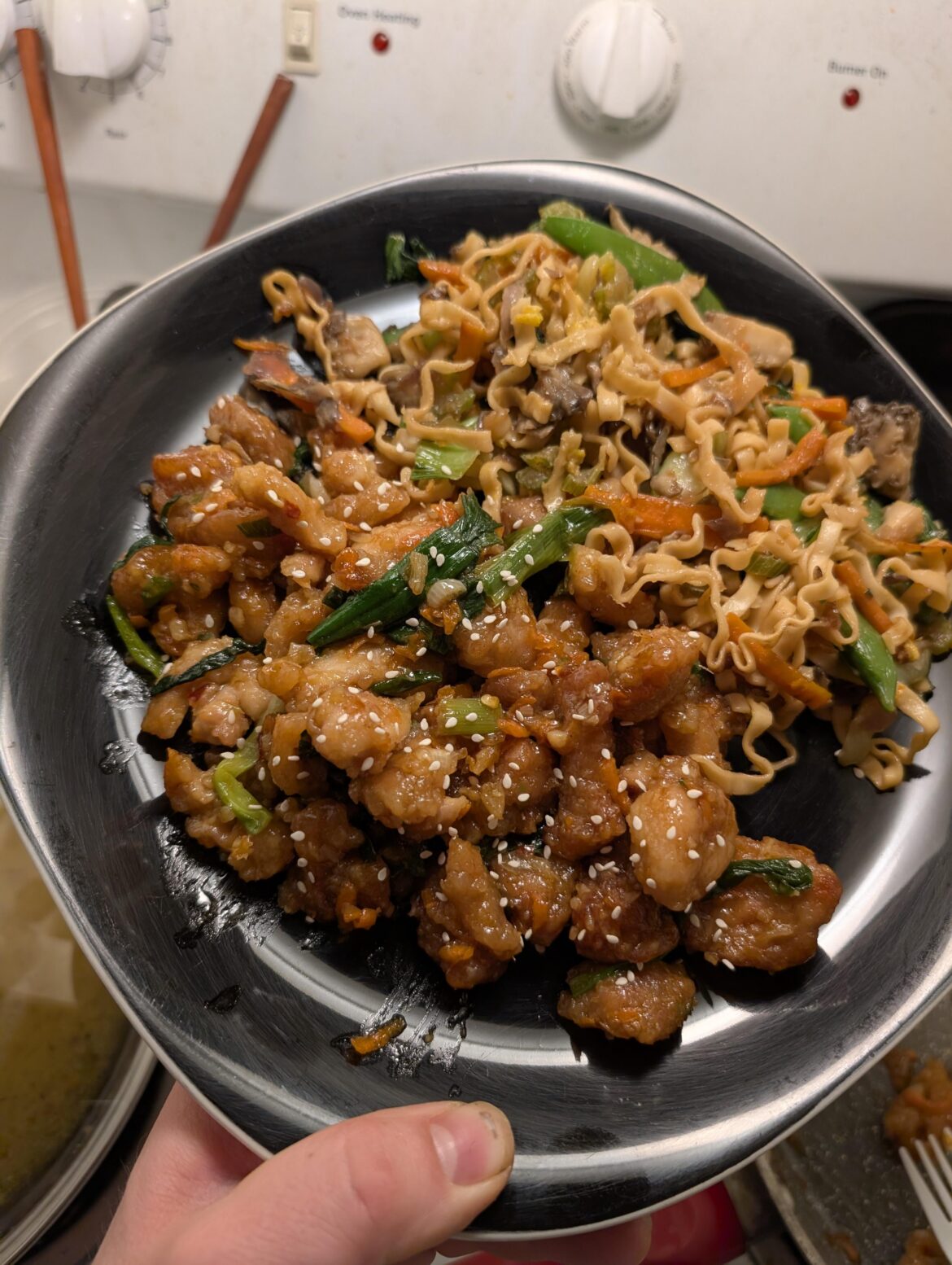 Mongolian chicken with veggie lo mein