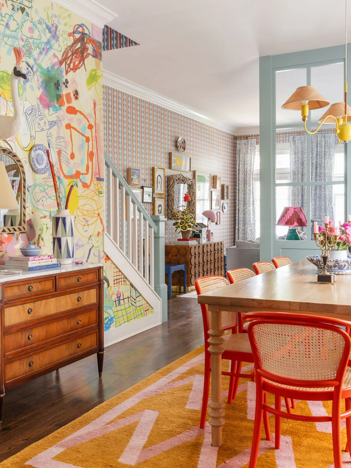 The Masterminds Behind This Designer’s Epic Dining Room Wallpaper: Her Three Kids