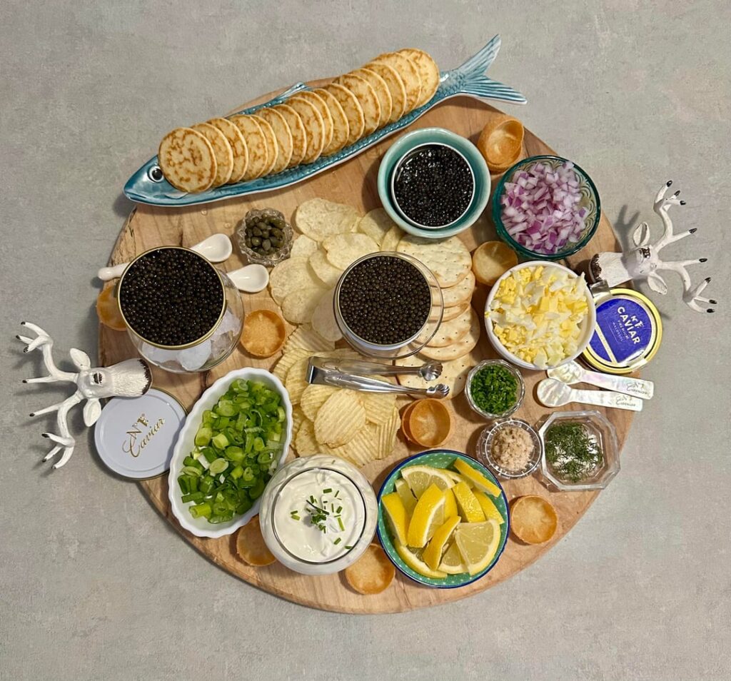 Caviar tasting party for dinner
