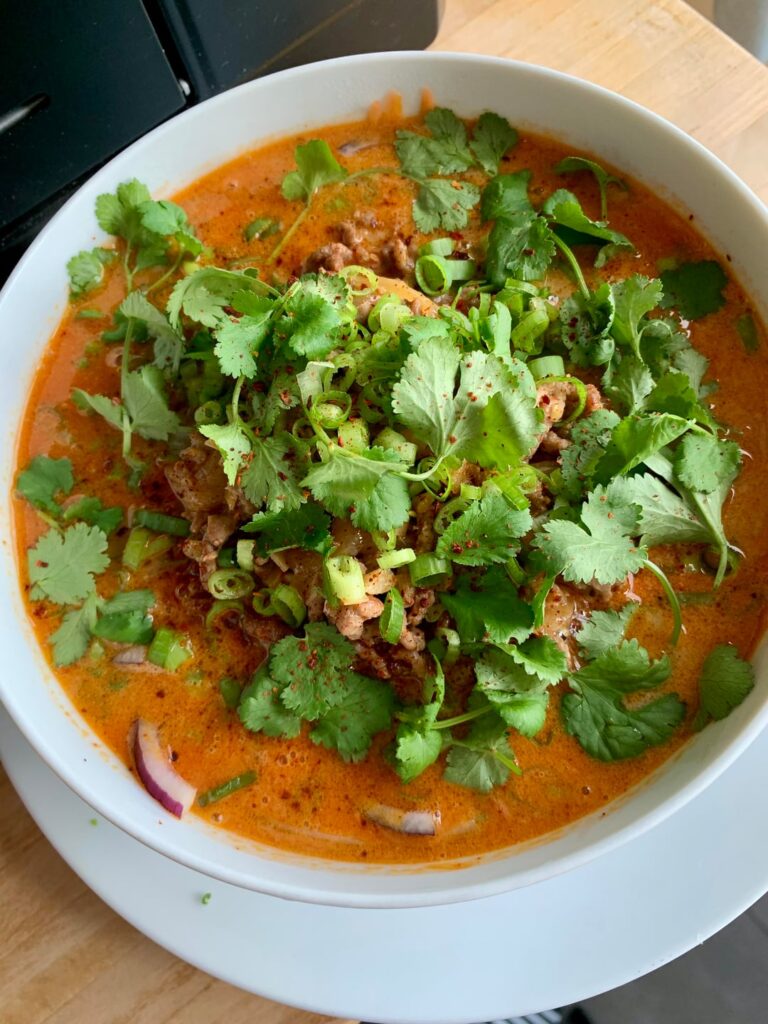 Spicy miso ramen with ground pork/beef
