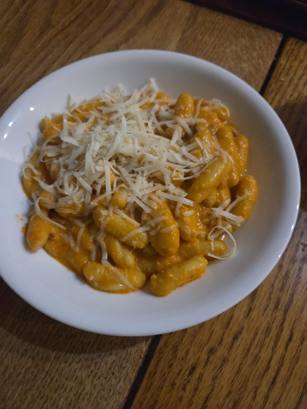 Cavatelli with a Roasted Pepper and cream sauce.