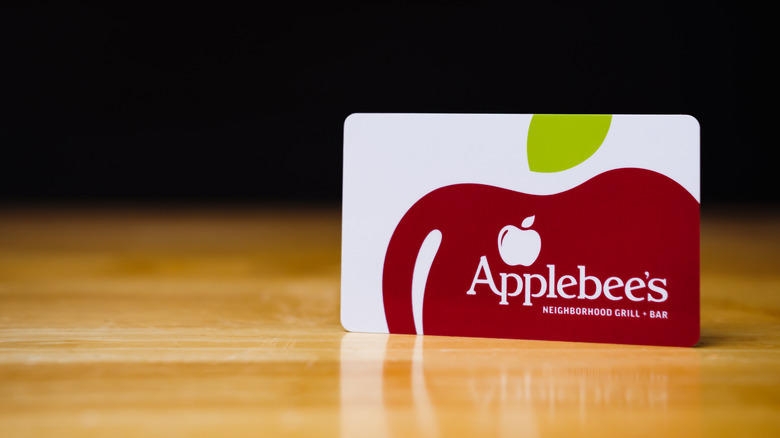 An Applebee's gift card on a table