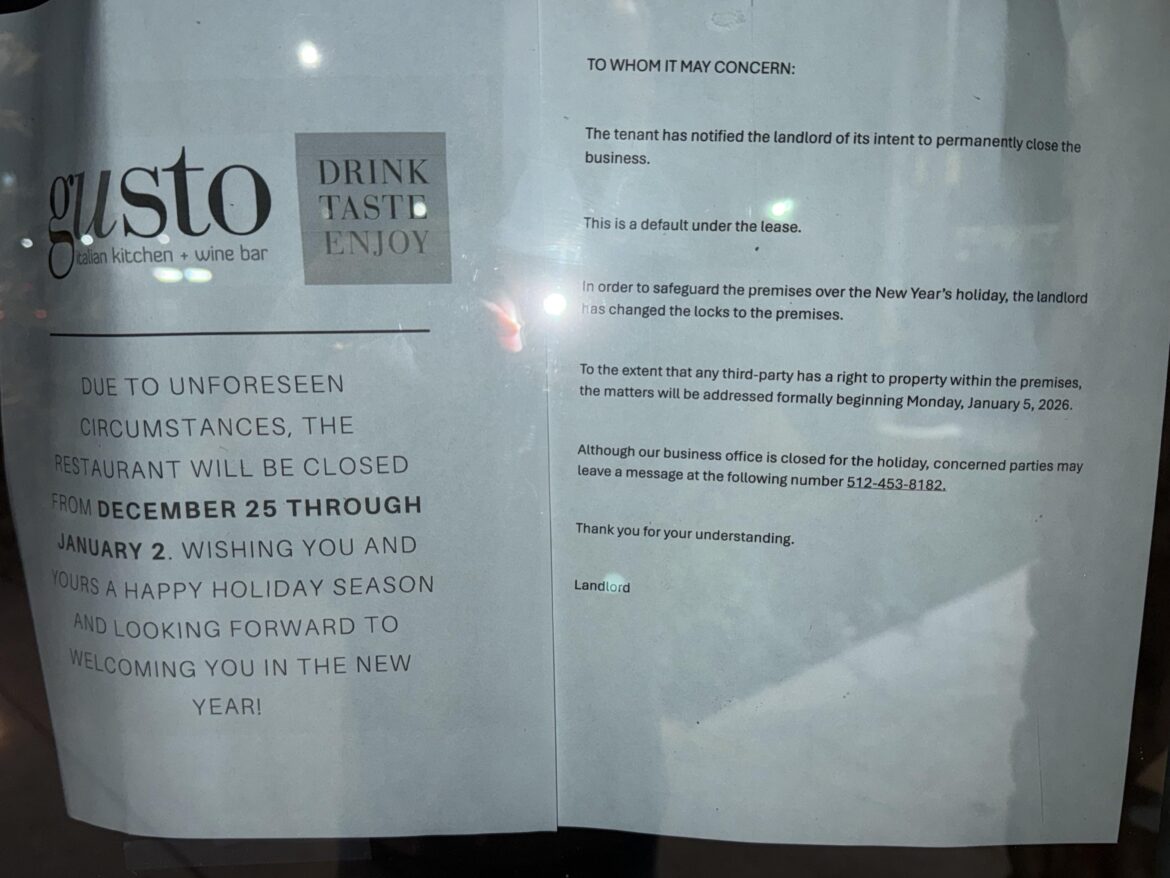 Gusto, Gràcia, & Gina’s closing?
