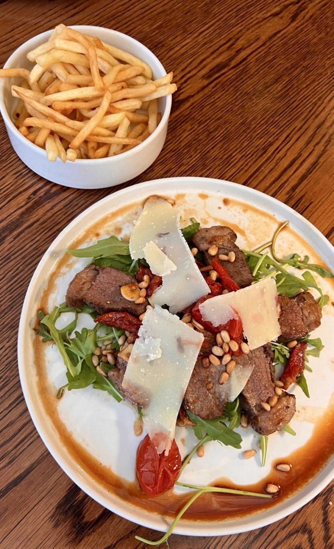 Steak Tagliata and Fries.