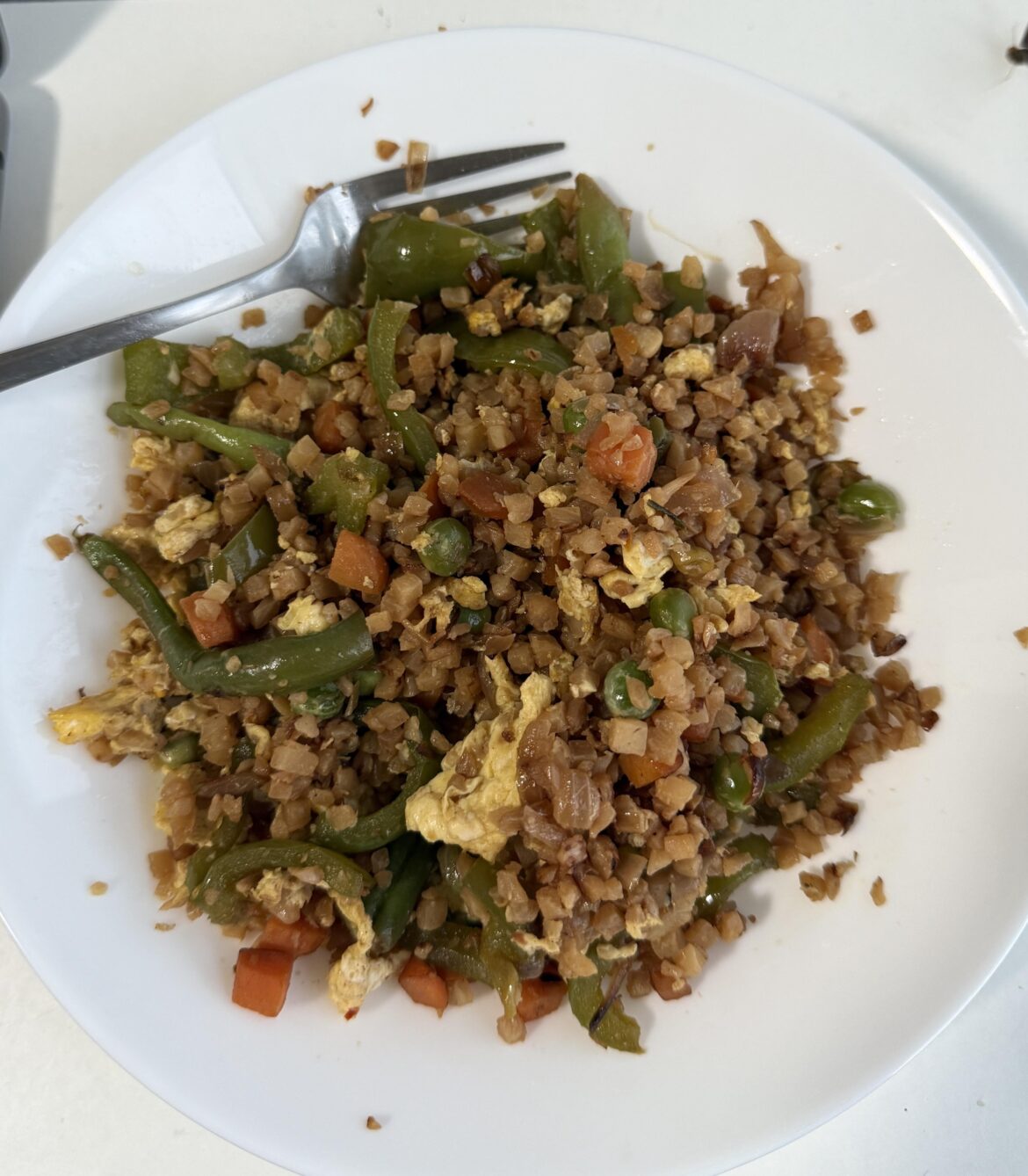 First try at volume eating ft cauliflower egg fried rice