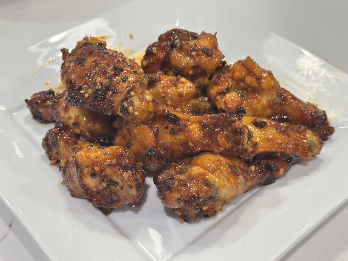 Costco Rotisserie Wings after Air Fryer with Gochujang Sauce
