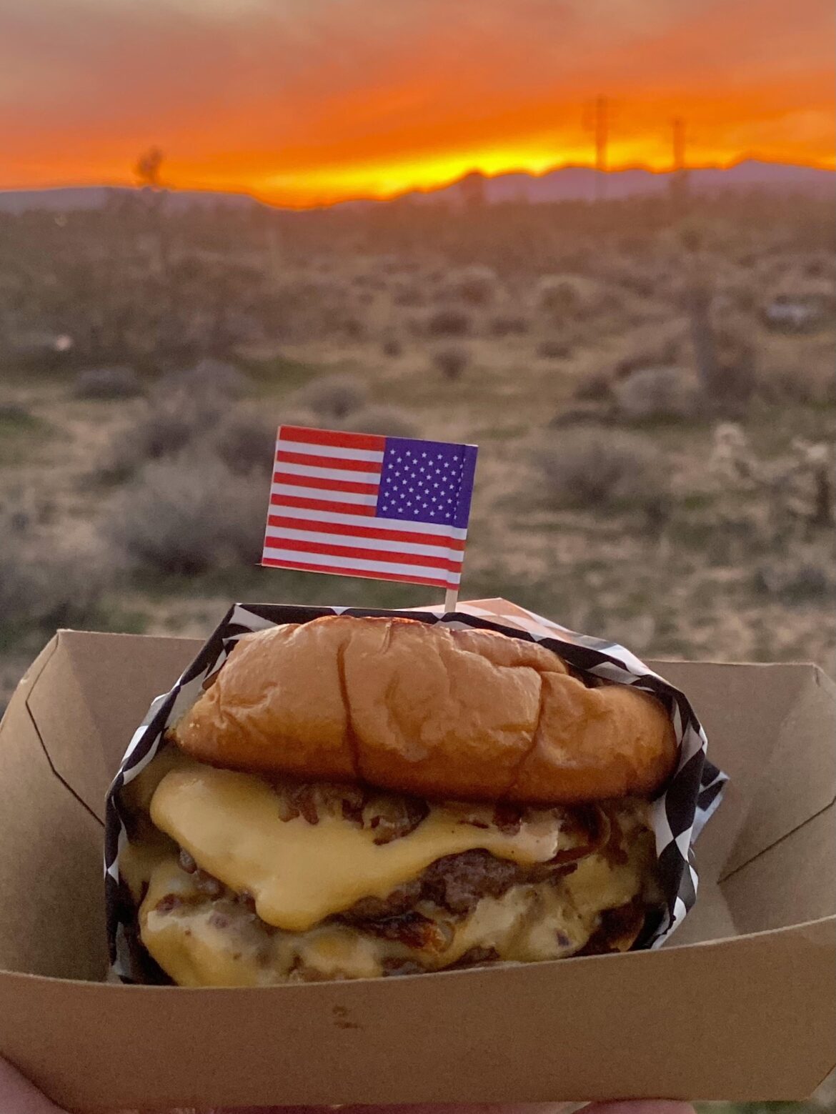 Double at magic hour: American cheese, caramelized onions, pickles and special sauce.