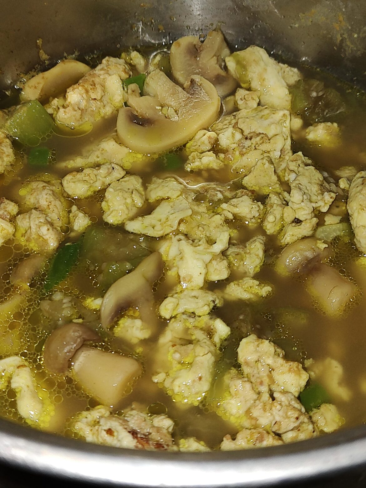 Droppin' Scrambled Eggs on that Winter Mushroom Himalaya Doaba Soup!