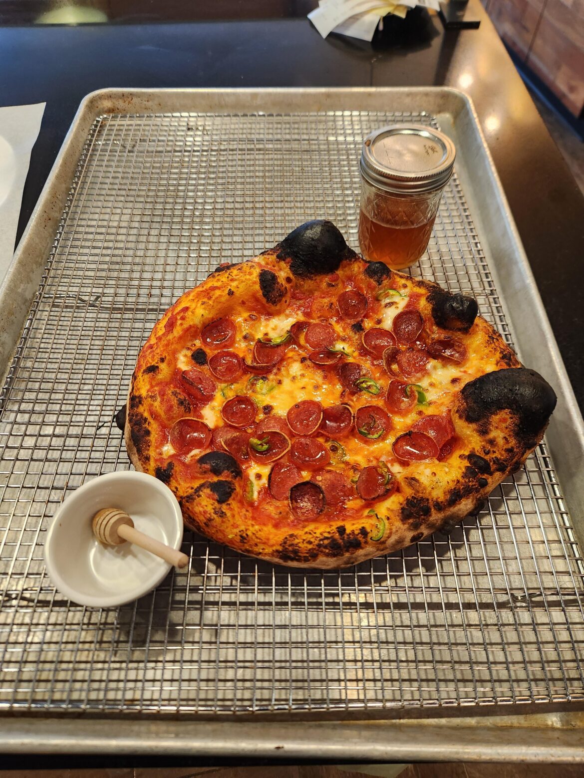 Hot Honey, pep, spicy marinara, Serrano Chiles, fior di latte