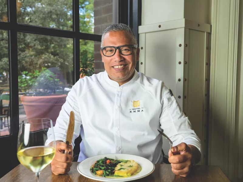 Chef Geronimo Lopez leaving Hotel Emma for San Antonio Food Bank